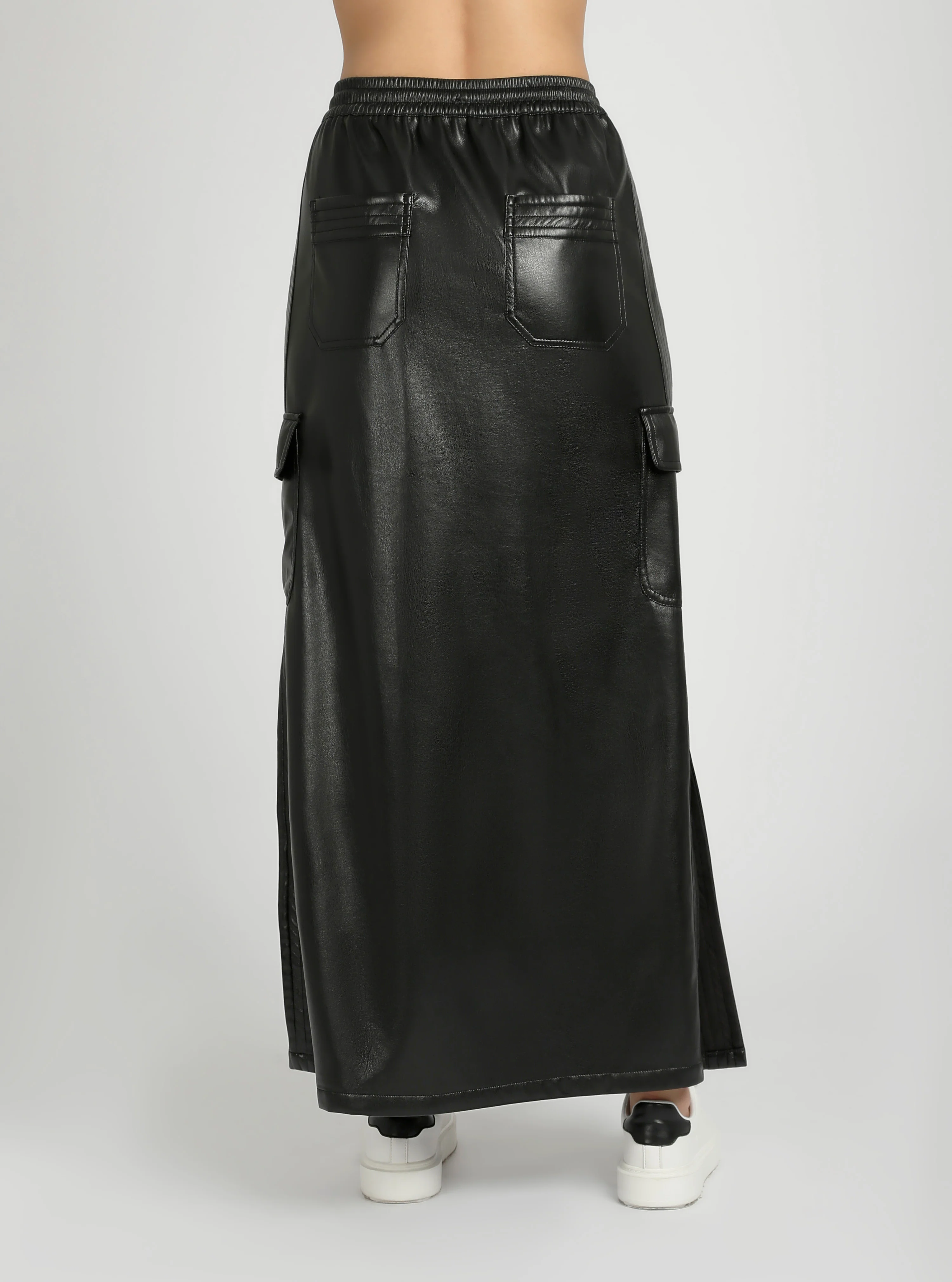 $39 Delia Long Vegan Leather Skirt - Final Sale - Image 3