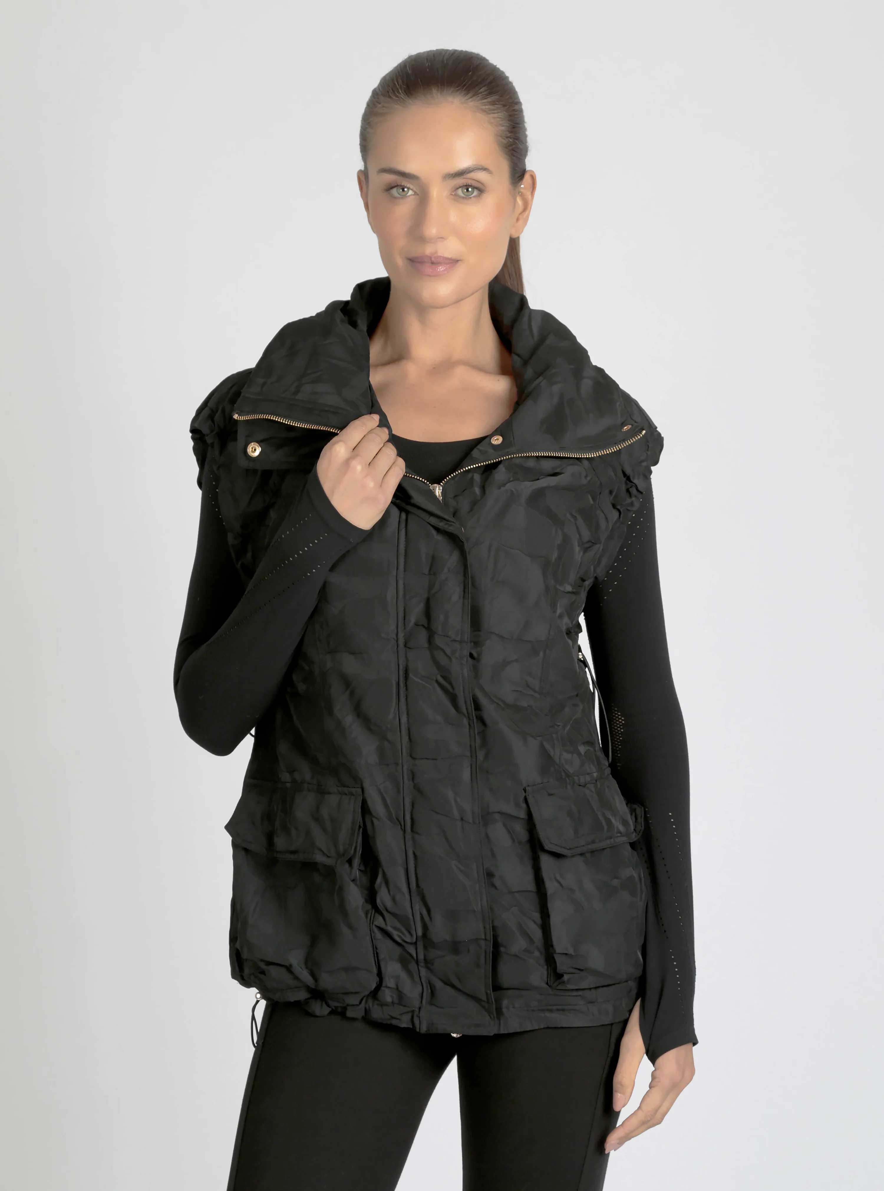 $49 Camo Oversized Svetlana Vest Gold Trims Black or Chocolate - FINAL SALE - Image 13
