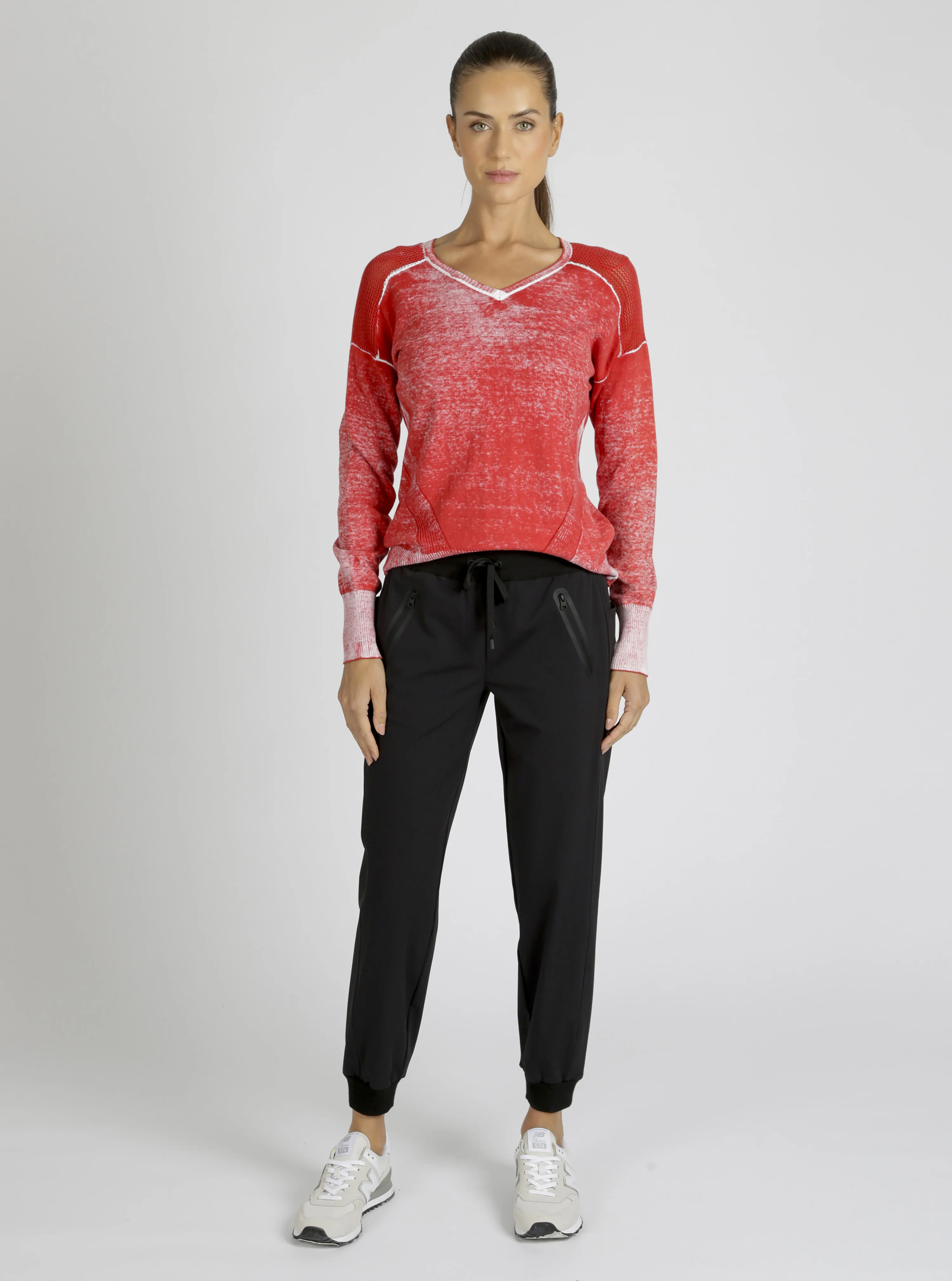 $49 V-Neck Cotton Huntress Sweater - Cranberry, Navy or Black - FINAL SALE - Image 3