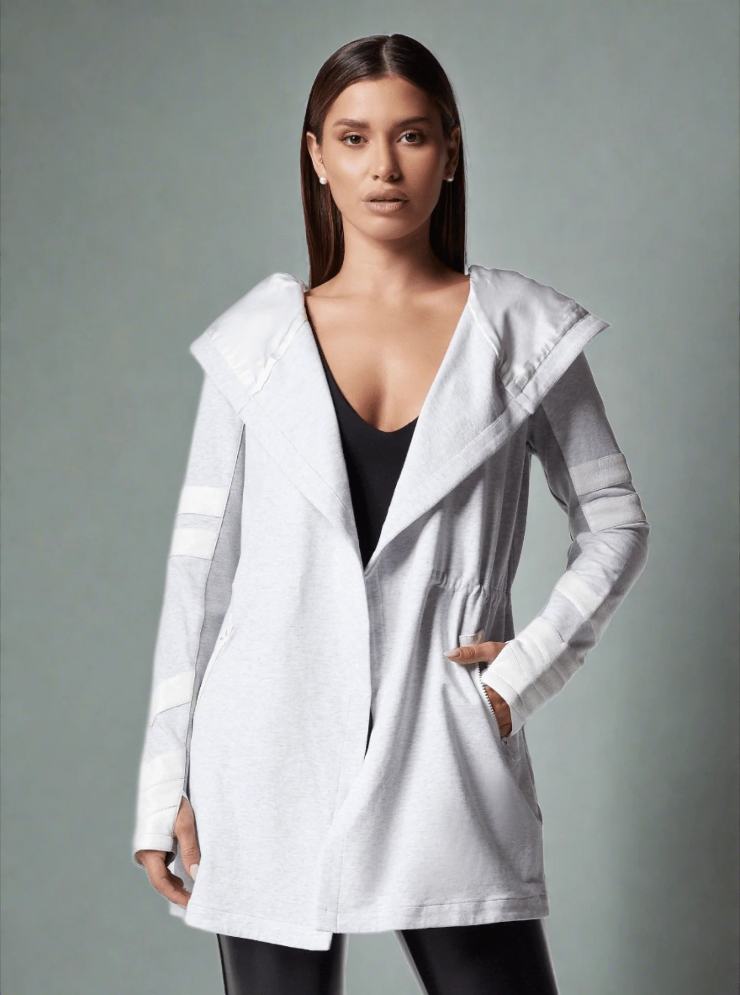 Maitri Stretch Wrap Traveller Jacket with Vegan Trim and Silk Hood - Image 2