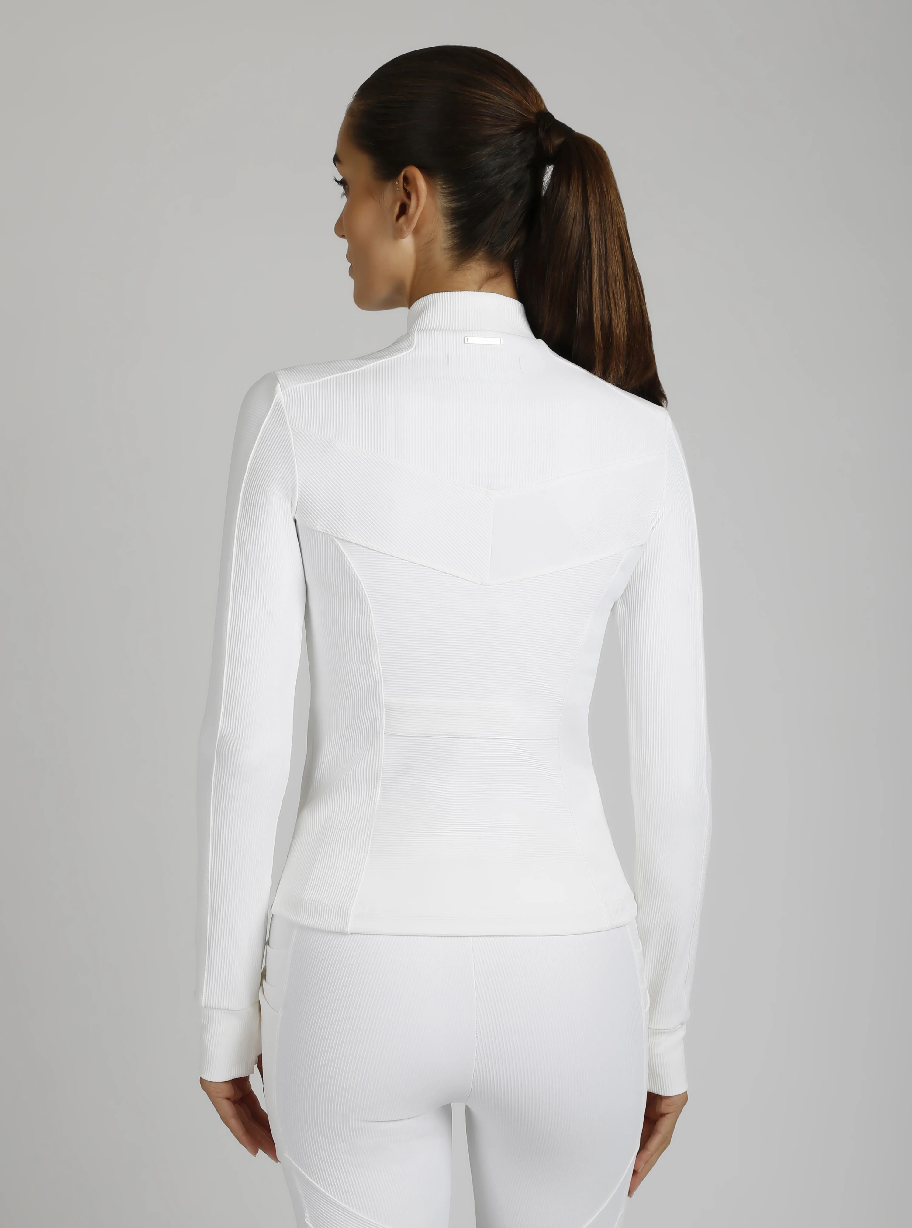 $99 Directional Rib Activewear Jacket Gold Trims - WHITE OR PUMICE - Image 12