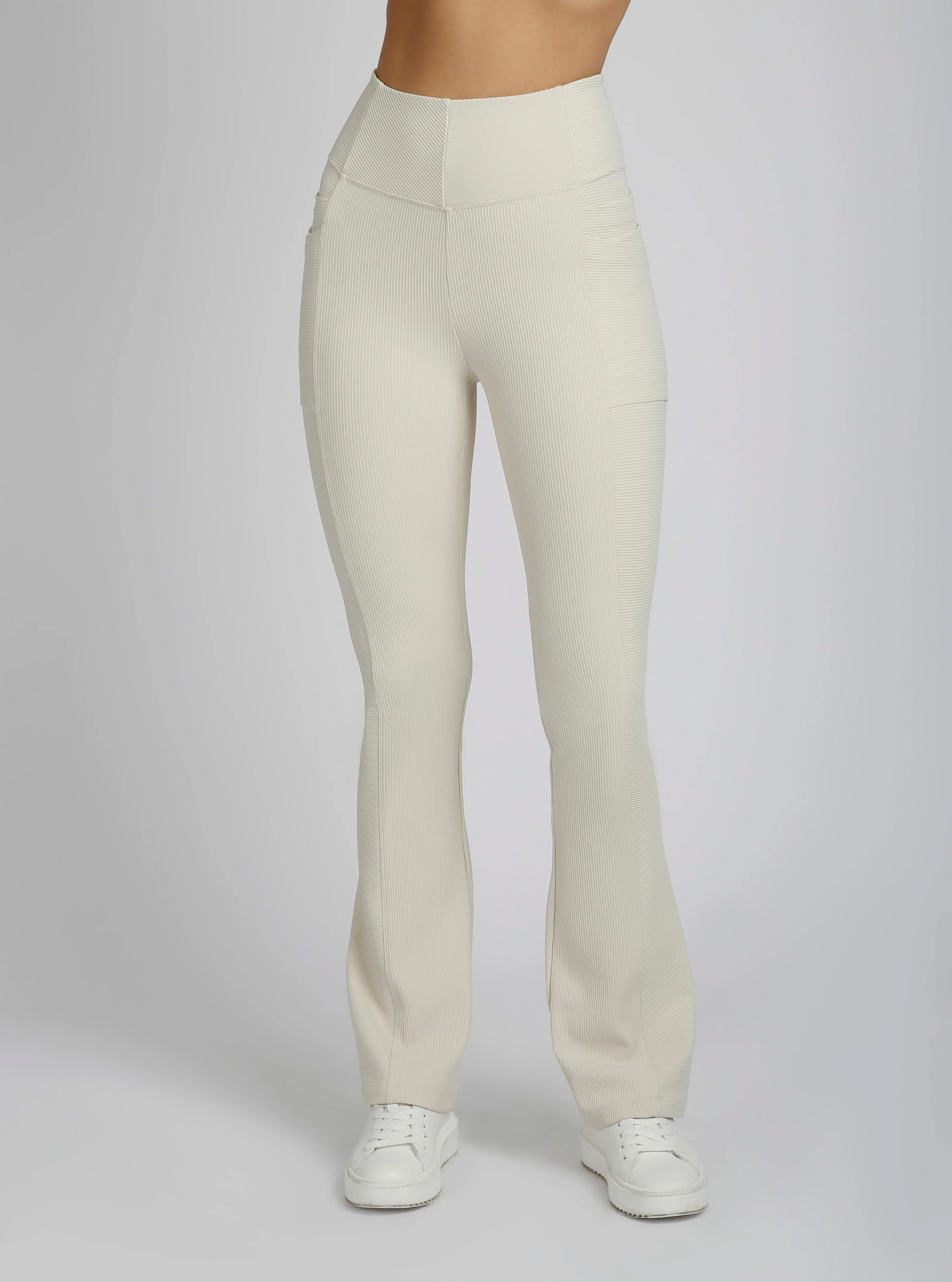 $99  Directional Rib Bootcut Pant Chalk or Bright White - FINAL SALE - Image 5