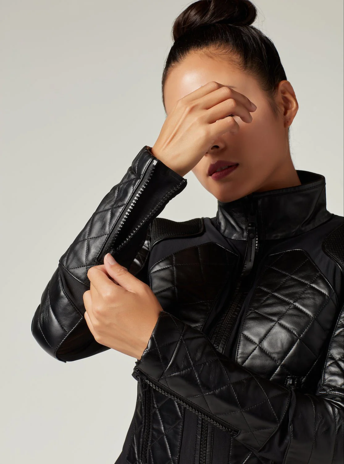 Classic Leather Mesh Moto Jacket - Image 6