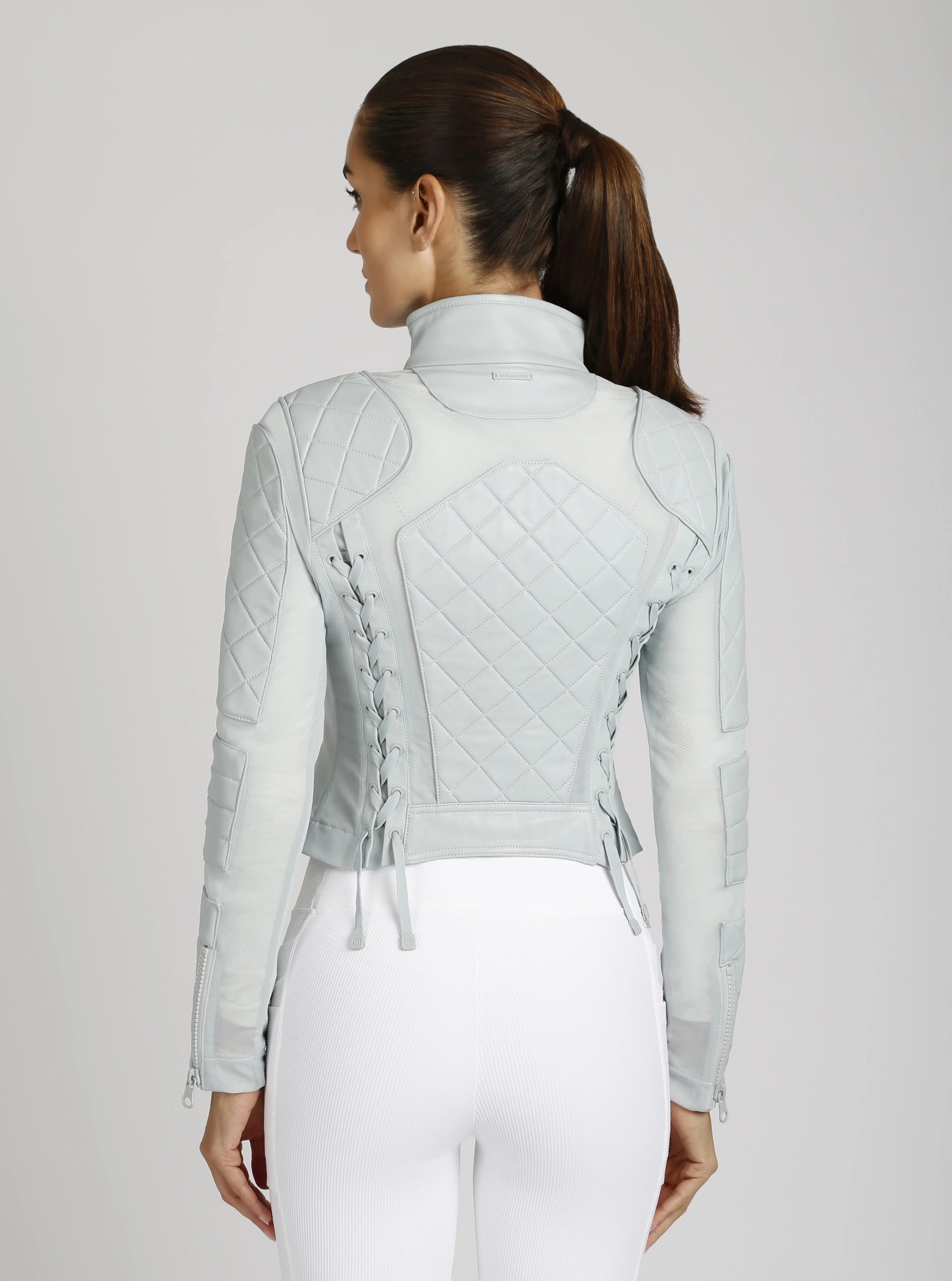 Classic Leather Mesh Moto Jacket - Image 12