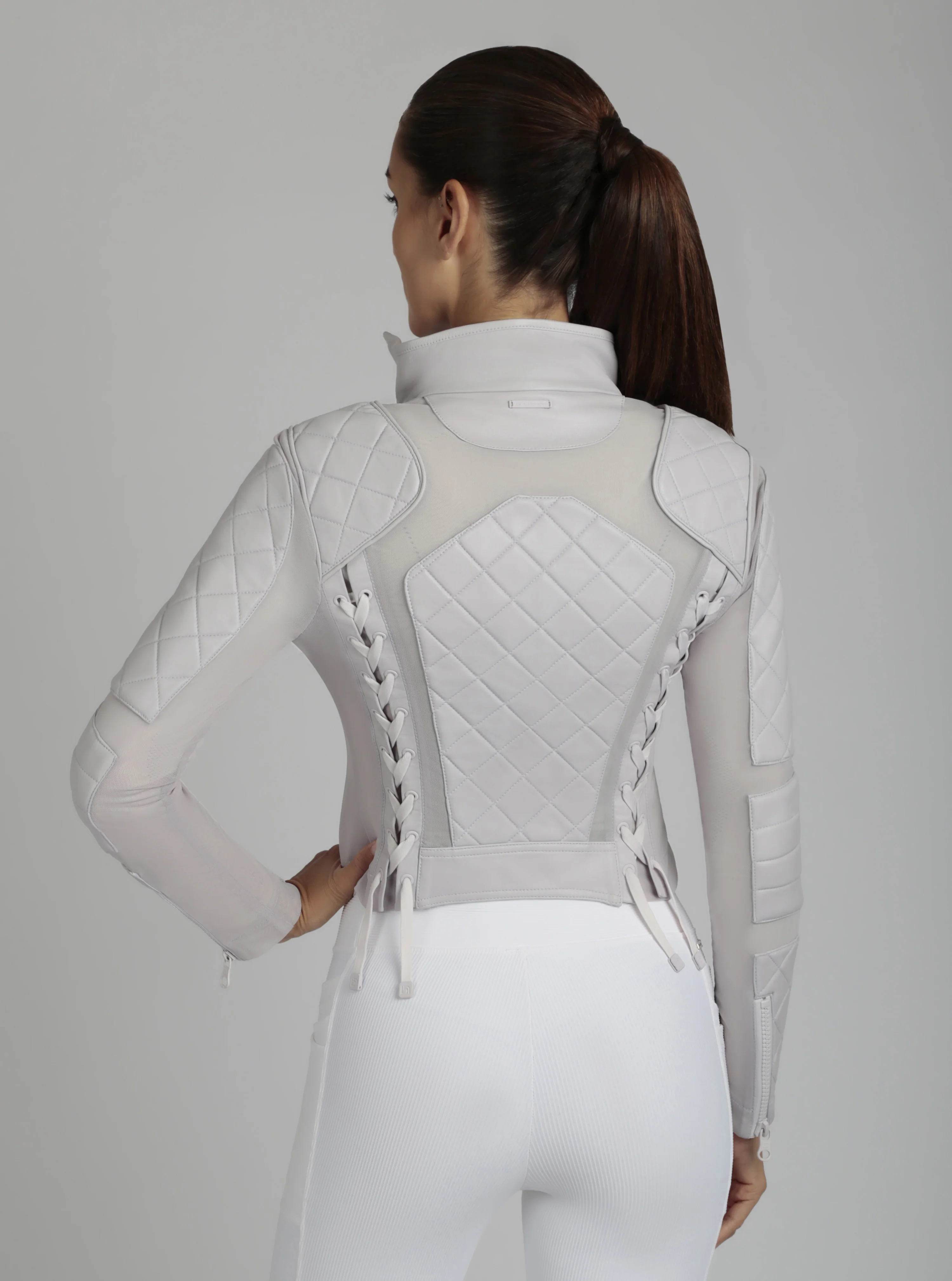 Classic Leather Mesh Moto Jacket - Image 14