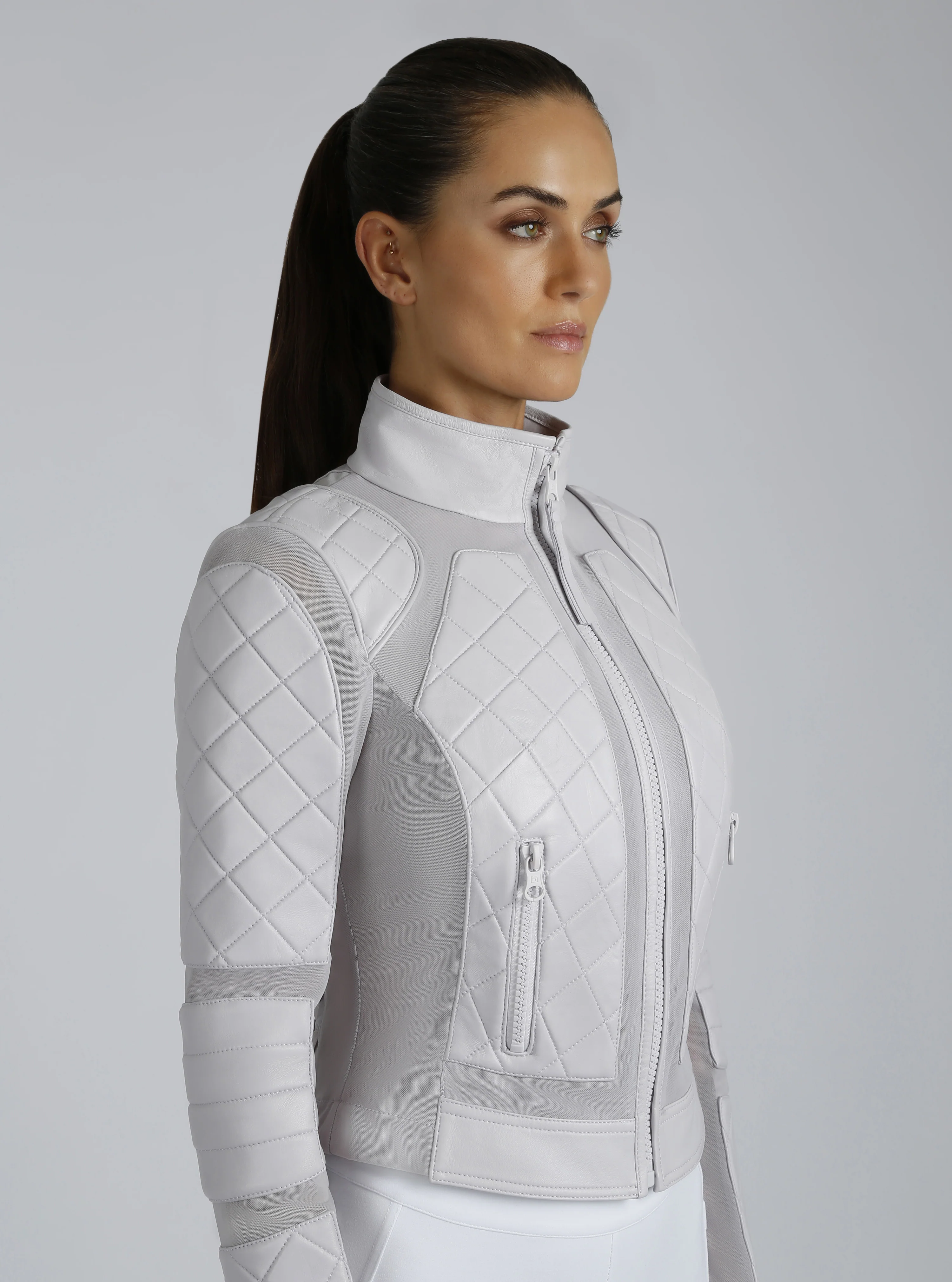 Classic Leather Mesh Moto Jacket - Image 15
