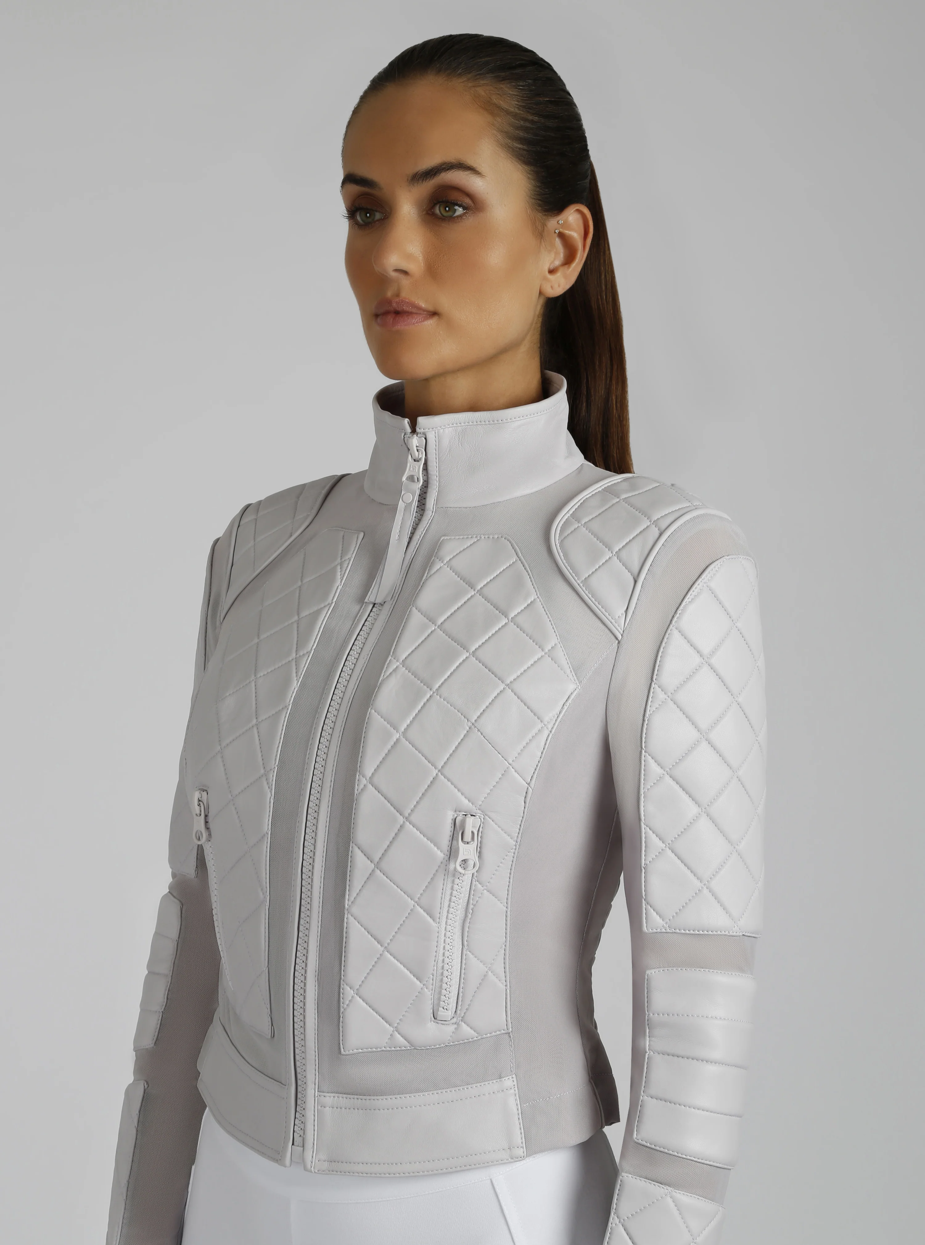 Classic Leather Mesh Moto Jacket - Image 18