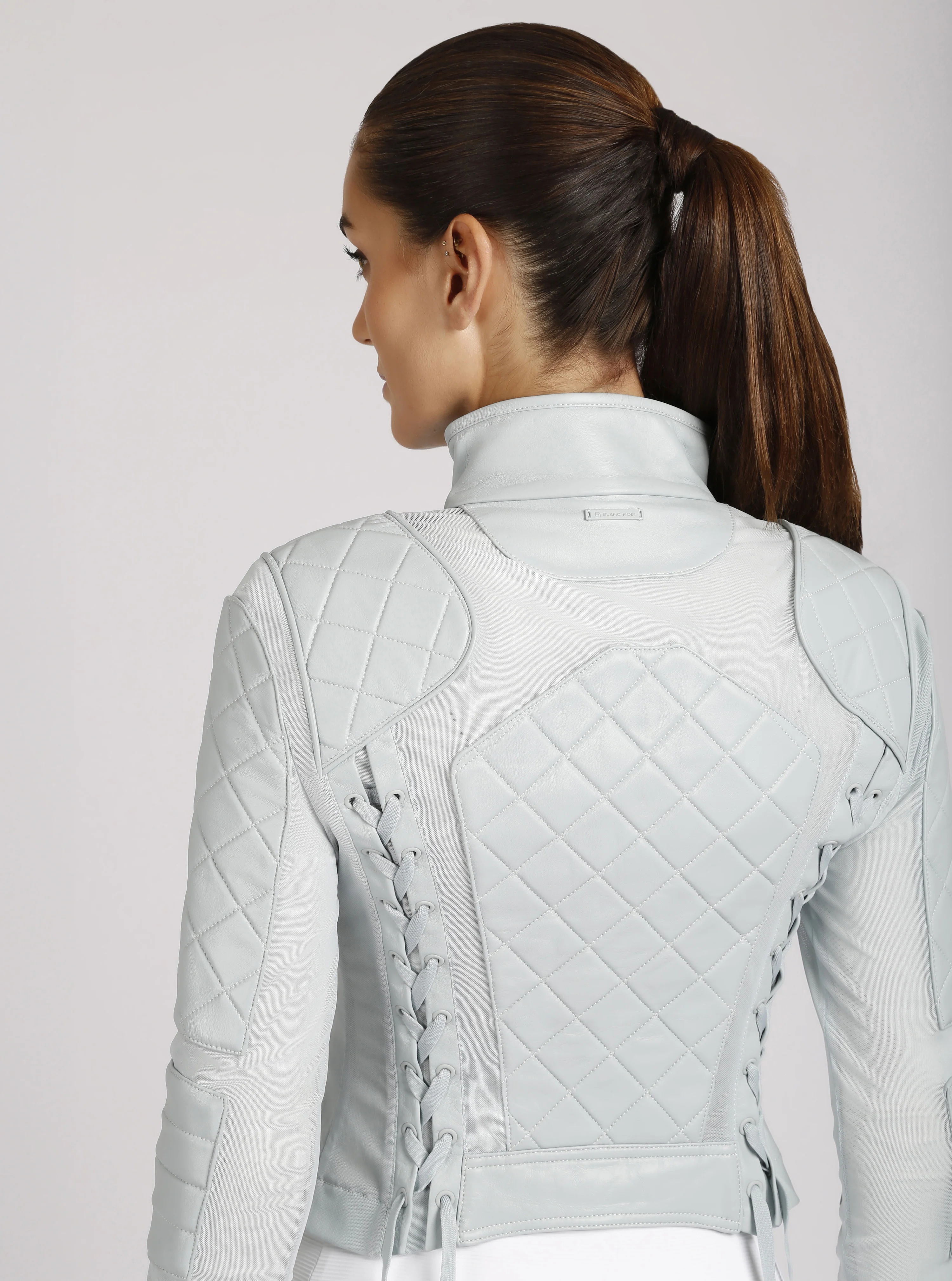 Classic Leather Mesh Moto Jacket - Image 5