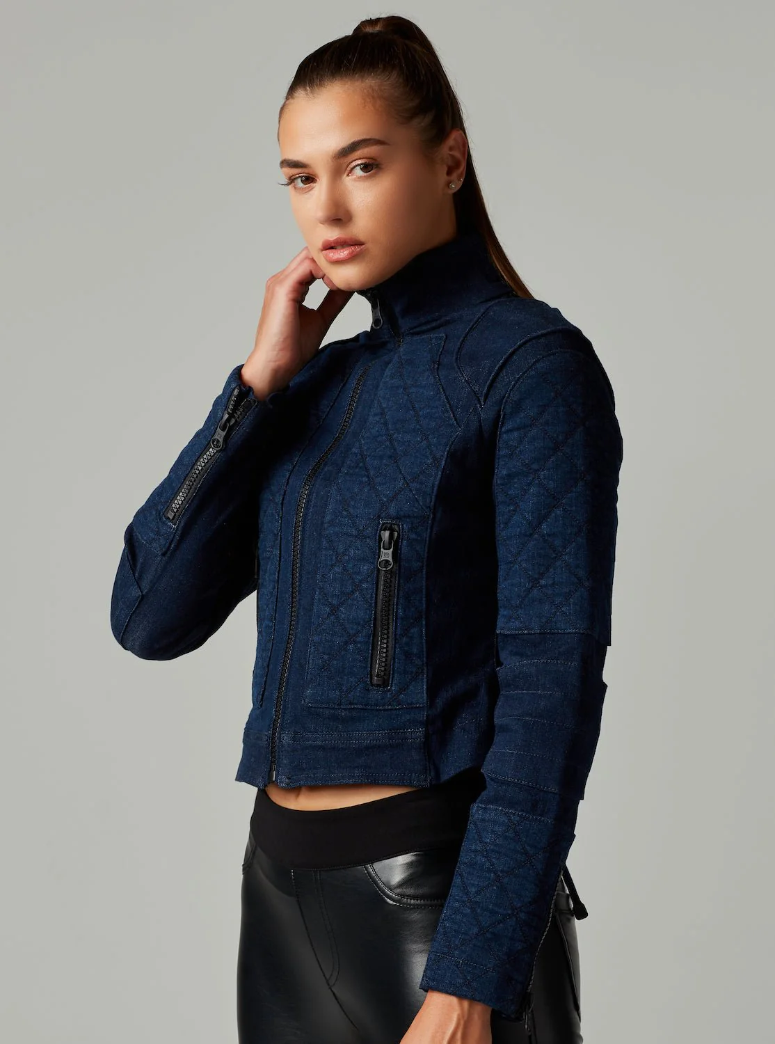 Dark Denim Rinse Seville Moto Jacket - Image 7