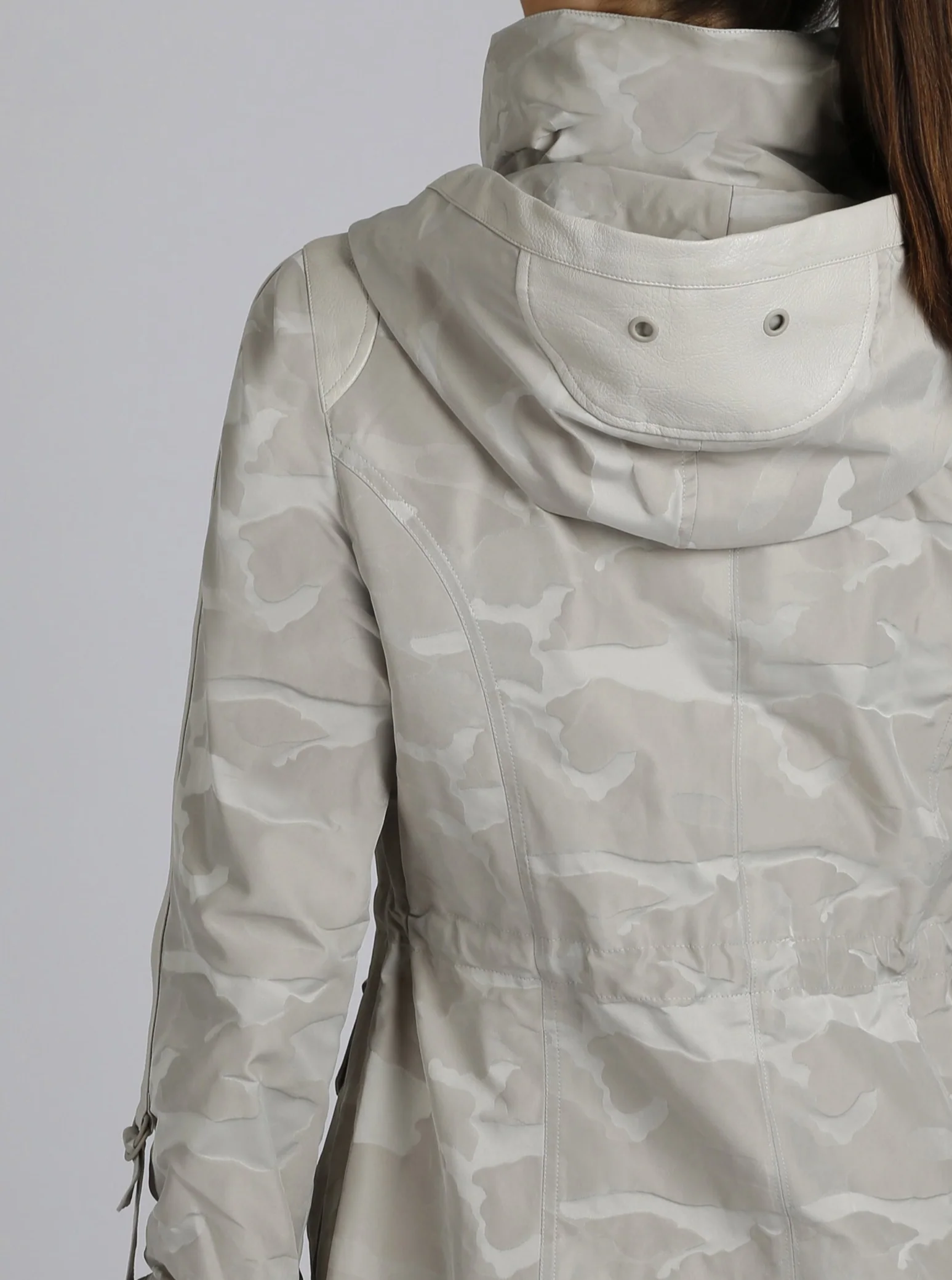 Full Zip Camo Jaquard Anorak with Hood - Pumice Stone - Image 2