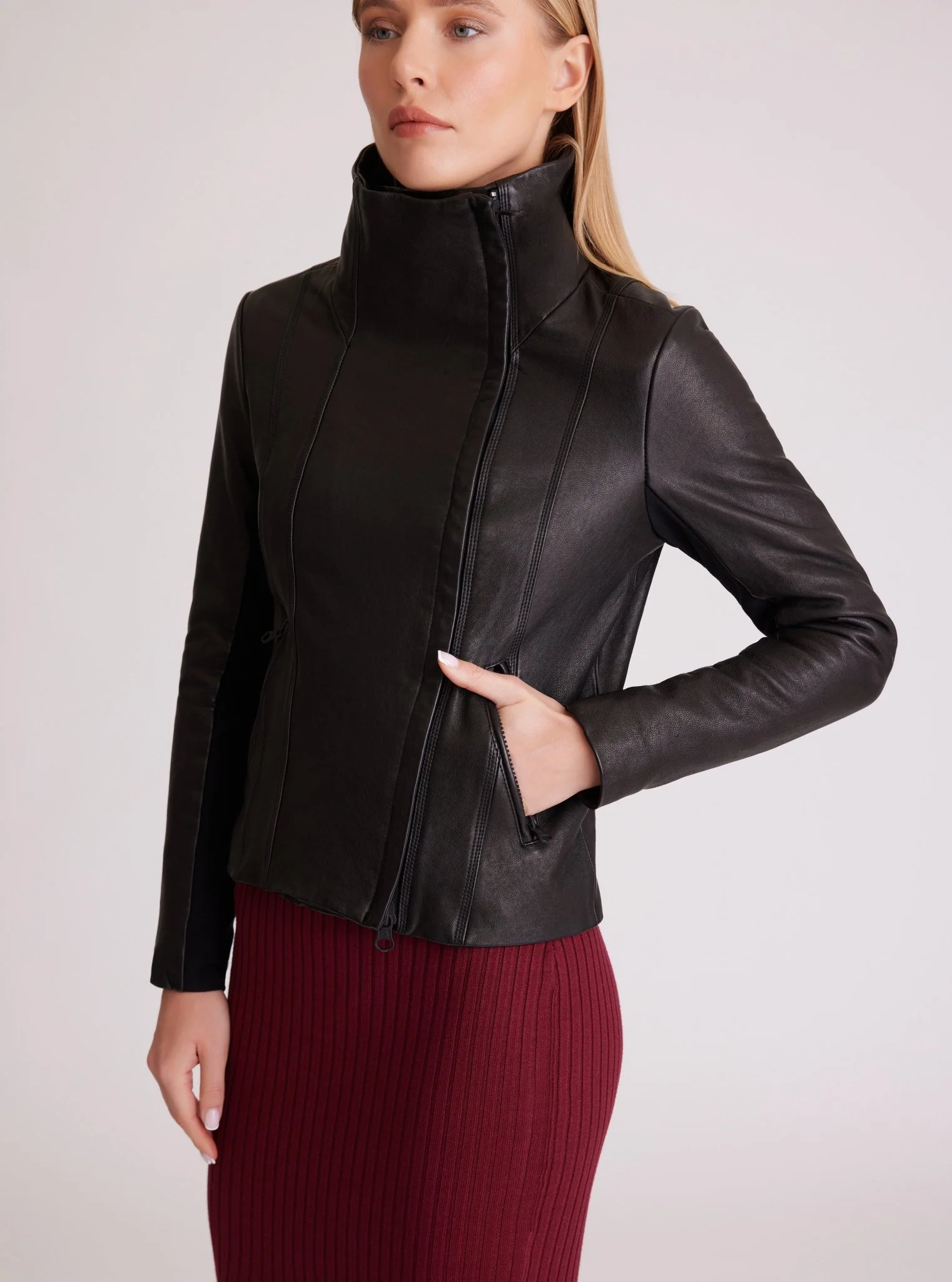 Funnel Neck Moto Jacket - FINAL SALE - Image 6