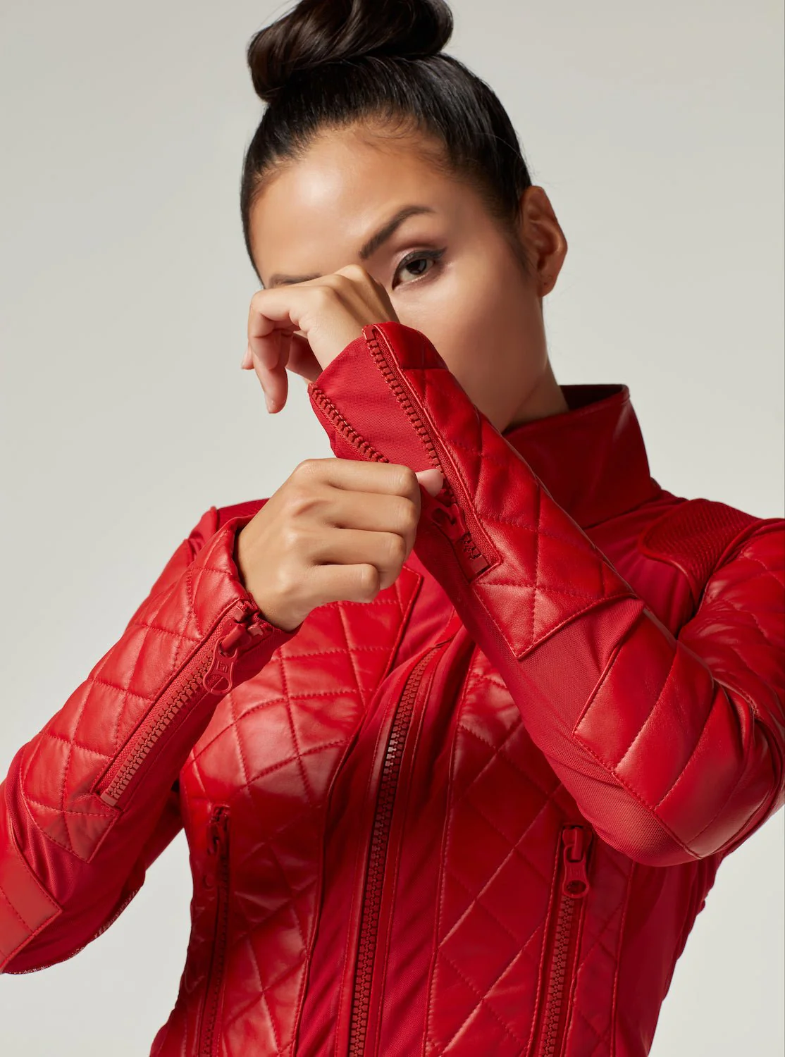 Classic Leather Mesh Moto Jacket - Image 10